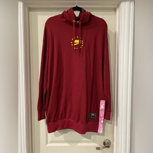 Nike Sportswear Hoodie Dress Womens MediumTeam Burgundy Red Side Snap Loose Fit